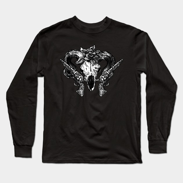 Ram Head Revolver Long Sleeve T-Shirt by fixedthor